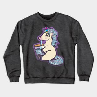 Unicorn Drinking Boba Tea Crewneck Sweatshirt